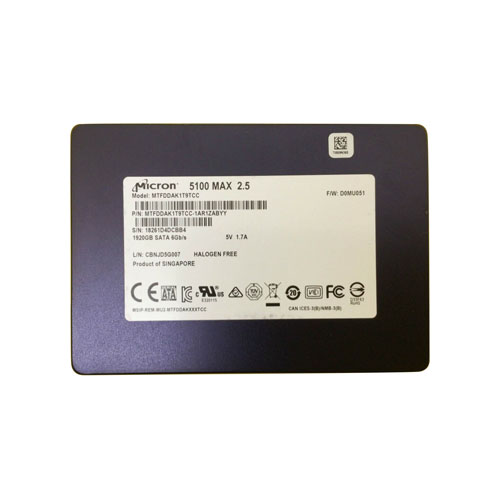 Micron MTFDDAK1T9TCC 1.92TB 5100 MAX SATA 6Gb/s 2.5" 7mm Enterprise Solid State Drive