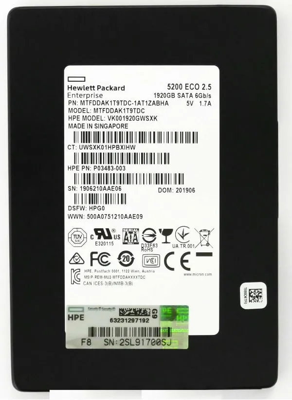 Micron MTFDDAK1T9TDC-1AT1ZABYY 1.92TB 5200 ECO SATA 2.5 inch Read-Intensive Solid State Drive