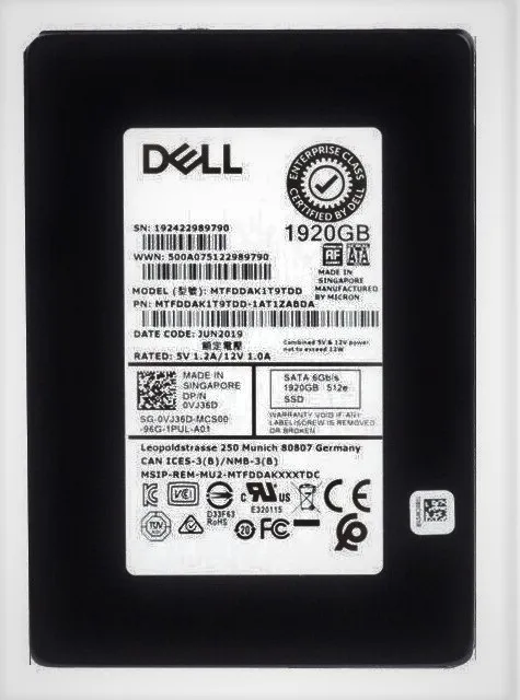 Micron MTFDDAK1T9TDD-1AT1ZABDA 1.92TB 5200 PRO SATA 2.5 inch Read-Intensive Solid State Drive