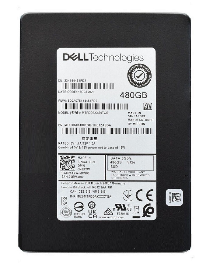 Micron MTFDDAK480TGB-1BC1ZABDA 480GB 5400 MAX SATA III 2.5" 7mm Enterprise Solid State Drive