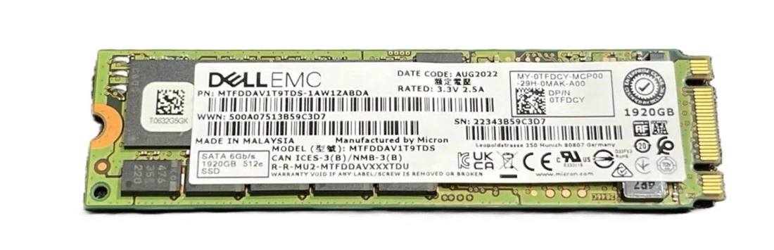 Micron MTFDDAV1T9TDS-1AW1ZABDA 1920GB 5300 PRO SATA 6Gb/s M.2 2280 Enterprise Solid State Drive