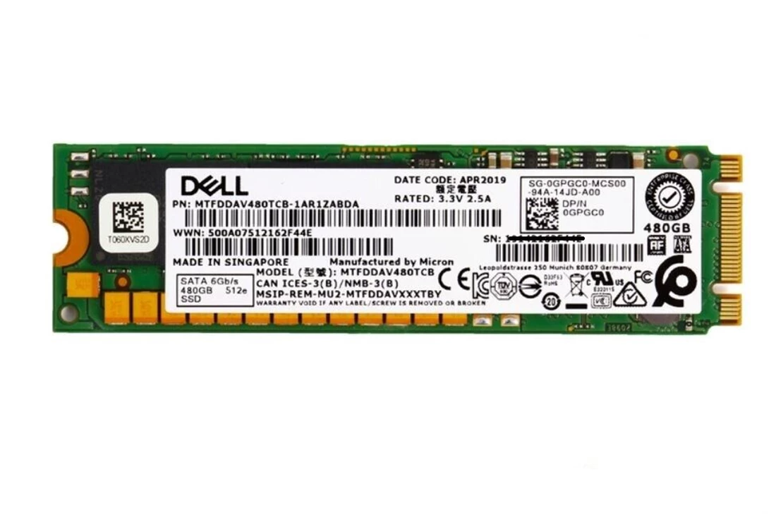 Micron MTFDDAV480TCB-1AR1ZABDA 480GB 5100 PRO SATA 6Gb/s M.2 2280 Enterprise Solid State Drive