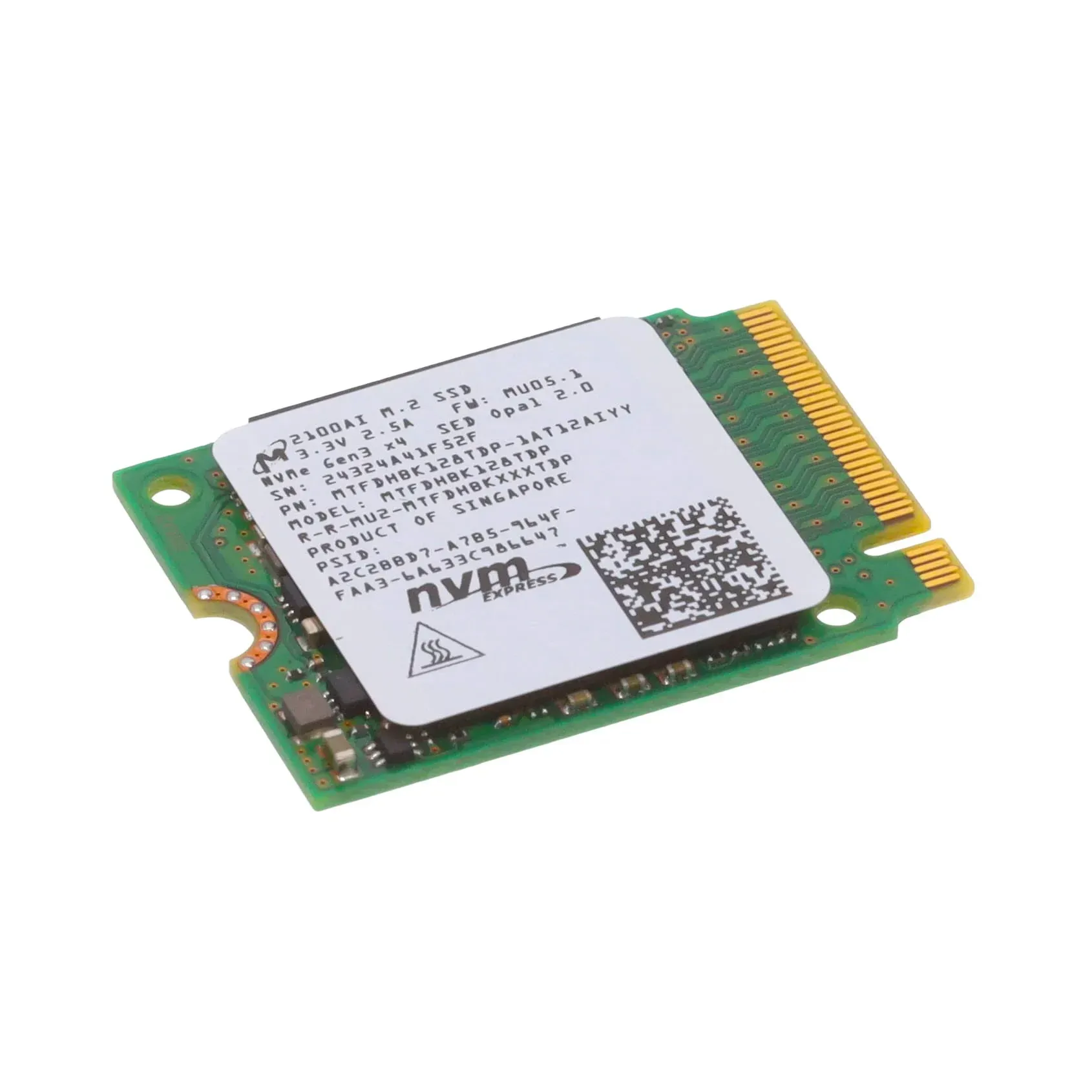 Micron MTFDHBK128TDP-1AT12AIYY 128GB 2100AI PCIe Gen3 NVMe M.2 2230 Industrial Solid State Drive