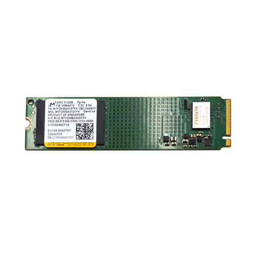Micron MTFDKBA512TFK-1BC1AABYY 512GB 2450 PCIe Gen4 x4 M.2 2280 Client Solid State Drive