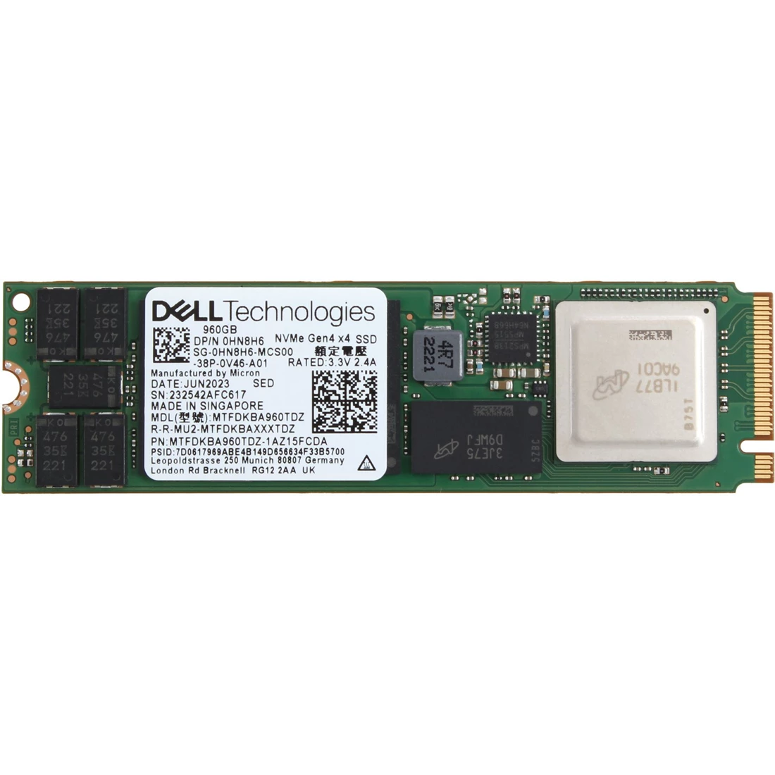 Micron MTFDKBA960TDZ-1AZ15FCDA 960GB 7400 PRO PCIe Gen4 NVMe M.2 2280 Enterprise Solid State Drive