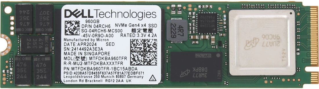 Micron MTFDKBA960TFR-1BC15ABDA 960GB 7450 PRO PCIe Gen4 NVMe M.2 2280 Enterprise Solid State Drive