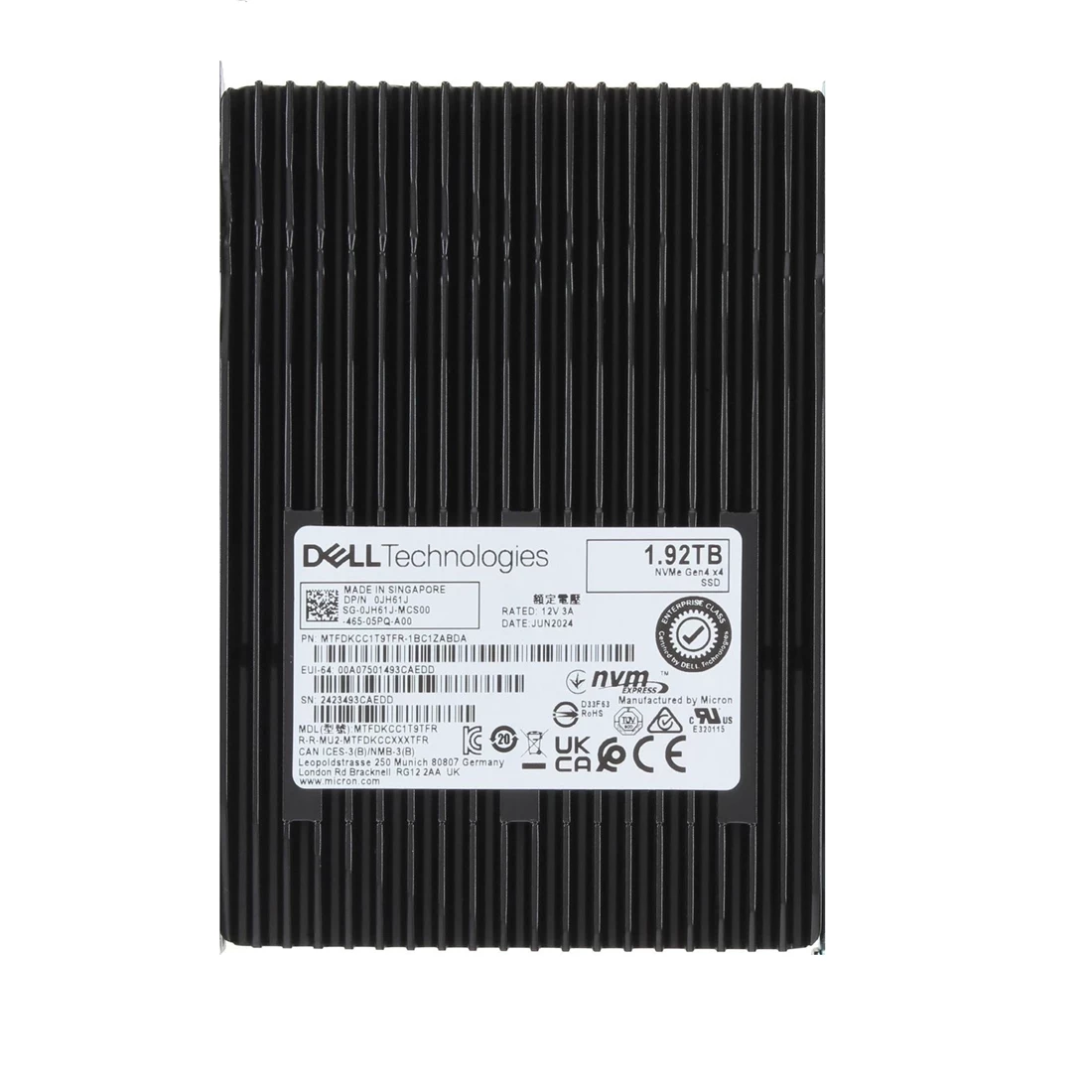 Micron MTFDKCC1T9TFR-1BC1ZABDA 1920GB 7450 PRO PCIe Gen4 NVMe U.3 15mm Enterprise Solid State Drive