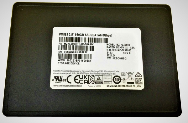 Samsung MZ-7L39600 960 GB PM863 SATA 6.0 Gbps 2.5" Read Intensive Solid State Drive