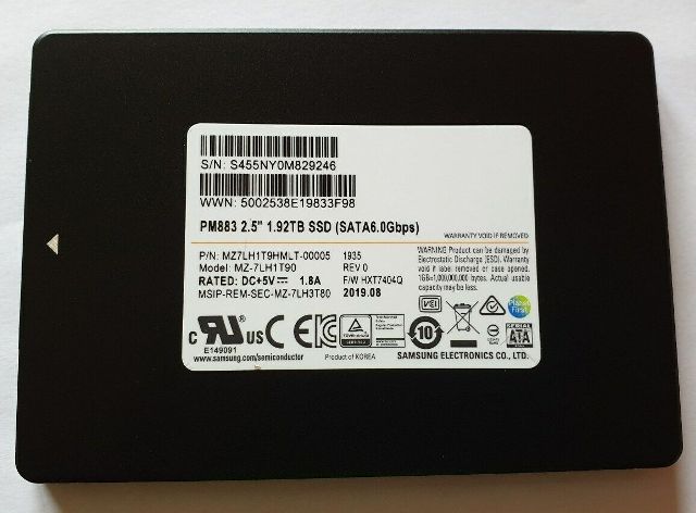 Samsung MZ-7LH1T90 1.92TB PM883 SATA 6.0 Gb/s 2.5 inch Enterprise Solid State Drive