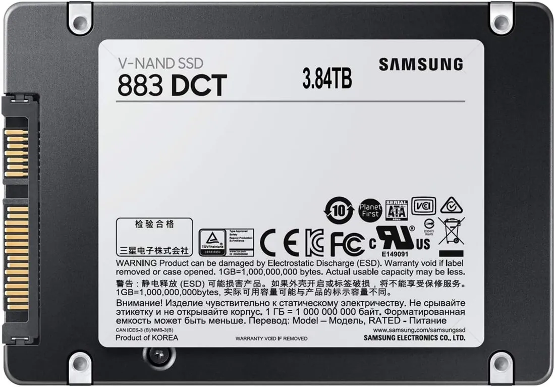 Samsung MZ-7LH3T8NE 3.84 TB SM883 SATA 6Gb/s 2.5 inch Mixed Use Solid State Drive