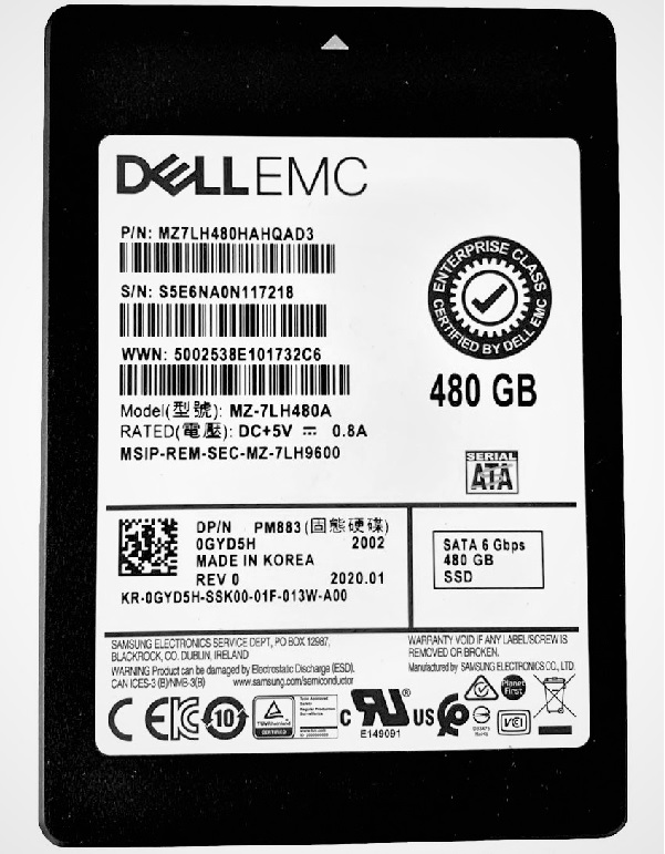 Samsung MZ-7LH480A 480 GB PM883 SATA 6Gb/s 2.5 inch Read Intensive Solid State Drive