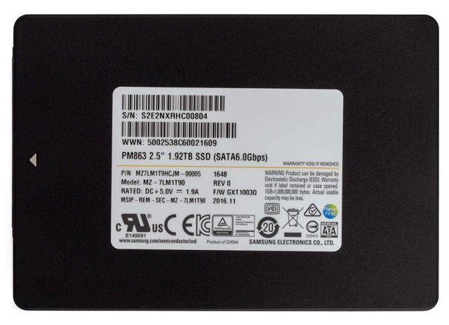 Samsung MZ-7LM1T90 1.92 TB PM863 SATA 6.0 Gbps 2.5" Read Intensive Solid State Drive