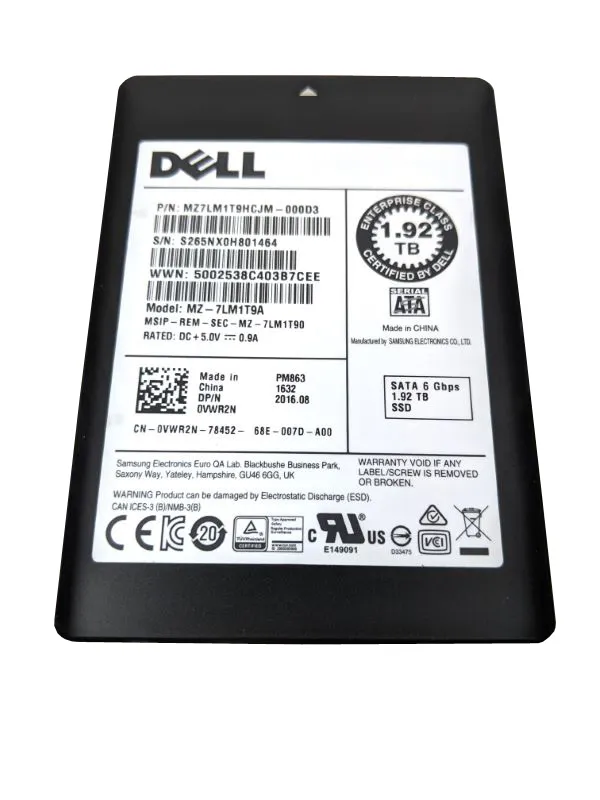 Samsung MZ-7LM1T9A 1.92 TB PM863a SATA 6Gb/s 2.5 inch Read Intensive Solid State Drive
