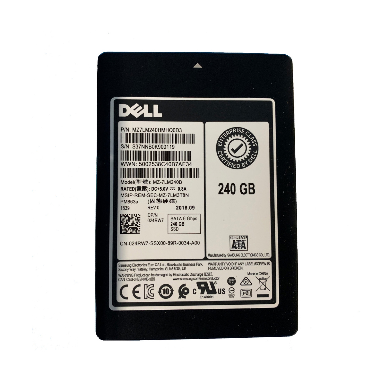 Samsung MZ-7LM240B 240 GB PM863 SATA 6Gb/s 2.5 inch Read Intensive Solid State Drive