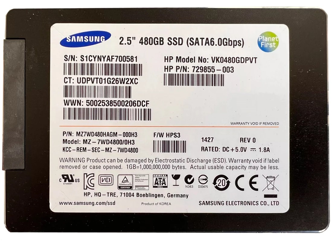 Samsung MZ-7WD4800/0H3 480GB SM843T SATA 6.0 Gb/s 2.5 inch Mixed Use / Data Center Solid State Drive