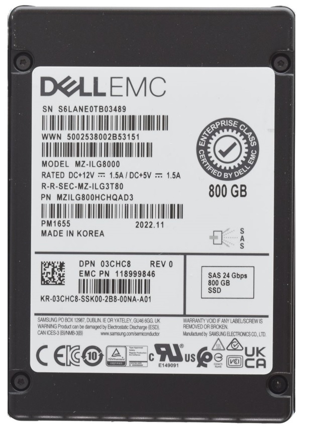 Samsung MZ-ILG8000 800 GB PM1655 SAS 12Gb/s 2.5 inch Enterprise Mixed-Use Solid State Drive