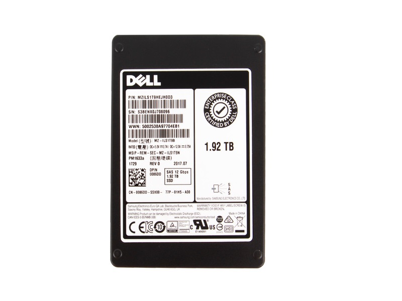 Samsung MZ-ILS1T9B 1.92TB PM1633a Series SAS 12Gb/s 2.5 15mm Enterprise Data Center / Read Intensive Solid State Drive