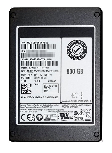 Samsung MZ-ILS800B 800GB PM1635a SAS 12Gb/s 2.5 inch Enterprise Solid State Drive