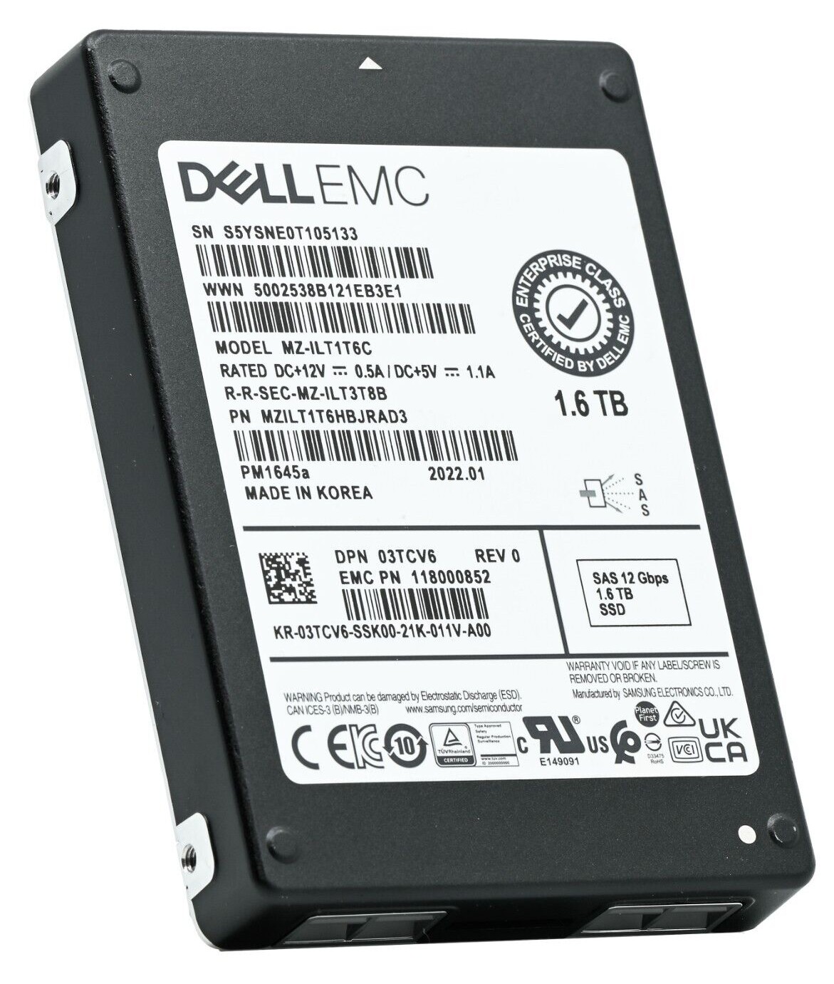 Samsung MZ-ILT1T6C 1.6TB PM1645a SAS 12Gbps 2.5 inch Mixed Use Solid State Drive