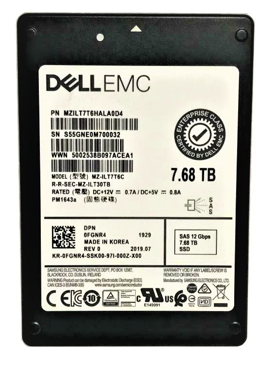 Samsung MZ-ILT7T6C 7.68 TB PM1643a SAS 12Gb/s 2.5 inch Read Intensive Solid State Drive