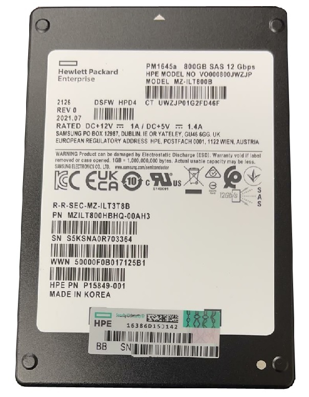 Samsung MZ-ILT800B 800GB PM1645a SAS 12.0 Gb/s 2.5 inch Mixed Use / Enterprise Solid State Drive