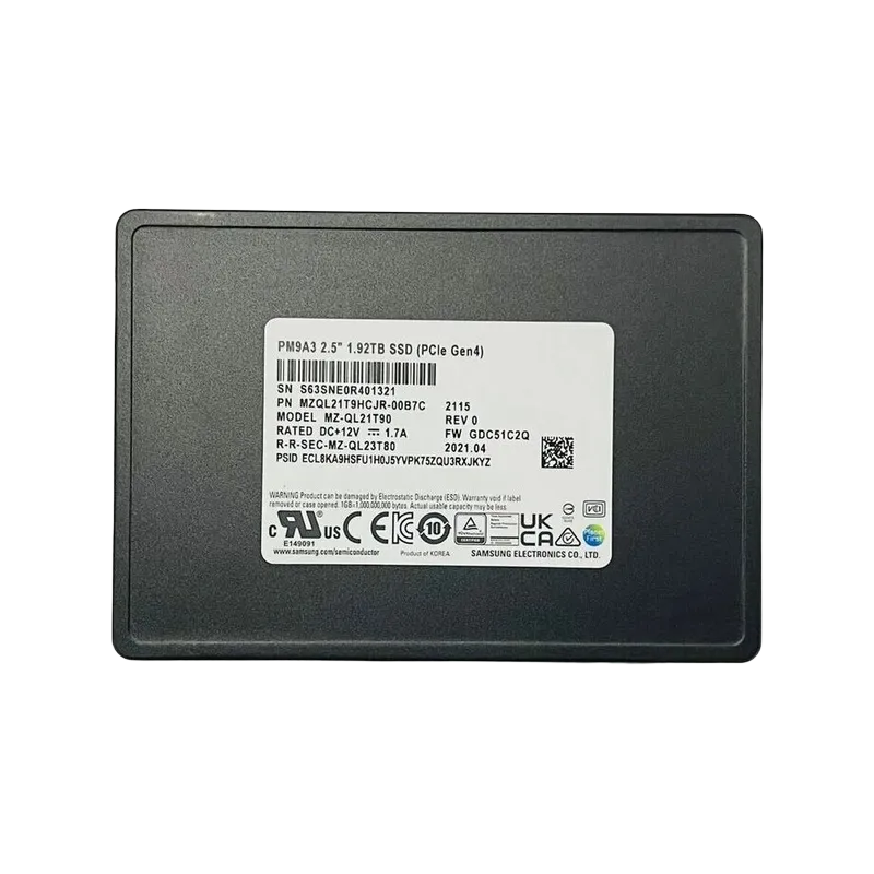 Samsung MZ-QL21T900 1.92 TB PM9A3 PCIe Gen4 x4, NVMe 1.4 2.5 inch Enterprise / Data Center Read Intensive Solid State Drive