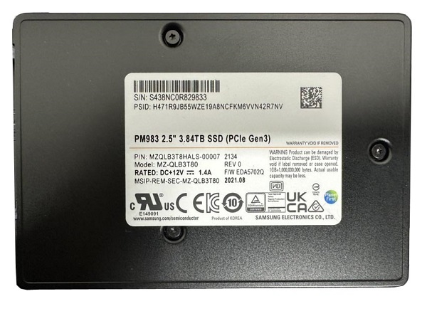 Samsung MZ-QLB3T80 3.84 TB PM983 PCIe Gen3 x4 U.2 Read Intensive Solid State Drive