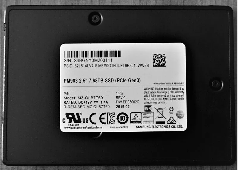 Samsung MZ-QLB7T60 7.68 TB PM983 PCIe Gen3 x4 U.2 (2.5") Read Intensive Solid State Drive