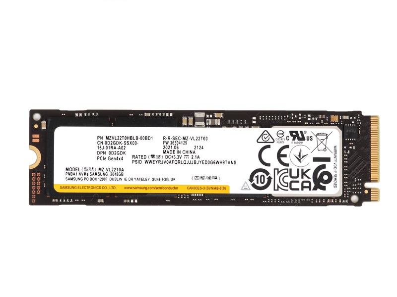 Samsung MZ-VL22T0A 2 TB PM9A1 PCIe 4.0 x4, NVMe 1.3 M.2 (2280) Client/OEM High-Performance Solid State Drive