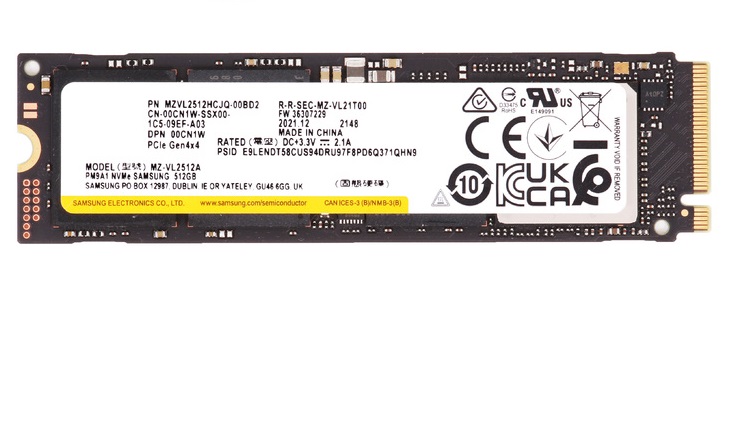 Samsung MZ-VL2512A 512 GB PM9A1 NVMe PCIe Gen4 x4 M.2 2280 Client / PC Solid State Drive