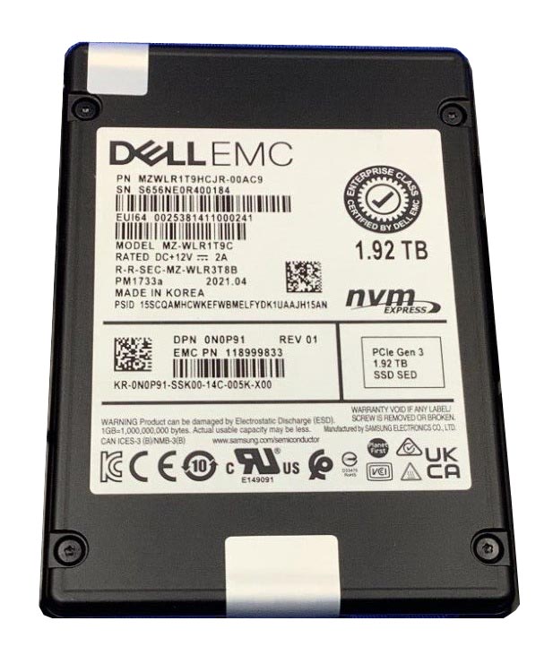 Samsung MZ-WLR1T9C 1.92 TB PM1733A PCIe Gen4 x4 U.2 (2.5") Read Intensive Solid State Drive