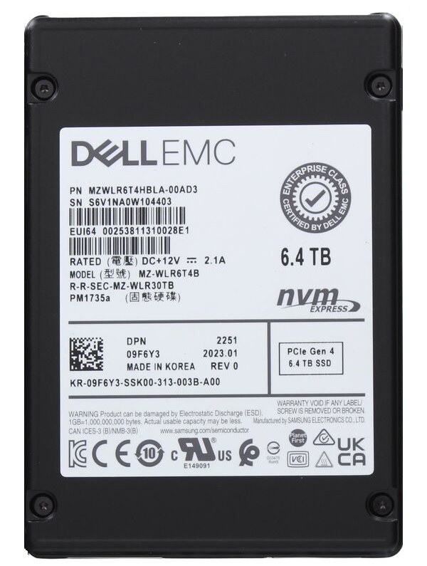 Samsung MZ-WLR6T4B 6.4 TB PM1735A PCIe Gen4 x8 2.5" Mixed Use Solid State Drive