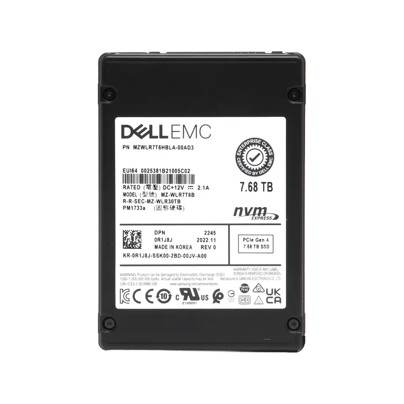 Samsung MZ-WLR7T6B 7.68 TB PM1733a PCIe 4.0 x4 U.2 (2.5") Read Intensive Solid State Drive