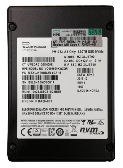 Samsung MZ-XLJ1T90 1.92 TB PM1733 NVMe PCIe Gen4 x4 2.5 inch Read Intensive Solid State Drive