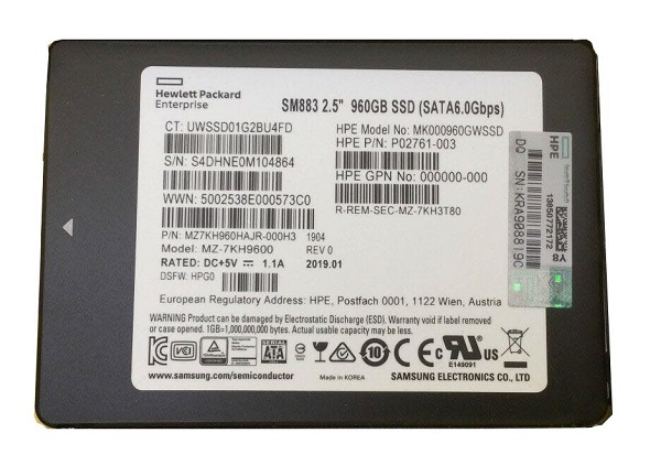 Samsung MZ7KH960HAJR-000H3 960 GB SM883 SATA 6.0 Gbps 2.5" Mixed Use Solid State Drive