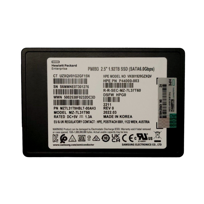 Samsung MZ7L31T9HBLT-00AH3 1.92 TB PM893 SATA 3.0 6Gb/s 2.5 inch 7mm Enterprise/Read-Intensive Solid State Drive