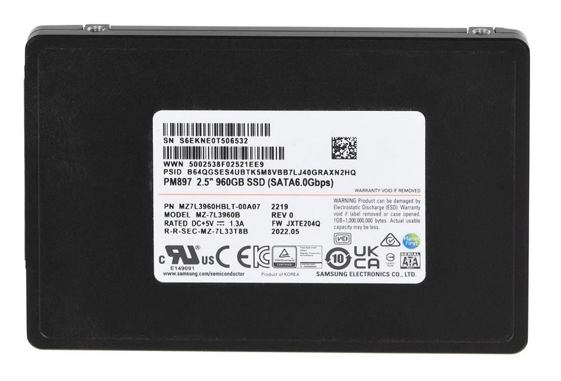 Samsung MZ7L3960HBLT 960 GB PM863 SATA 6.0 Gbps 2.5" Read Intensive Solid State Drive
