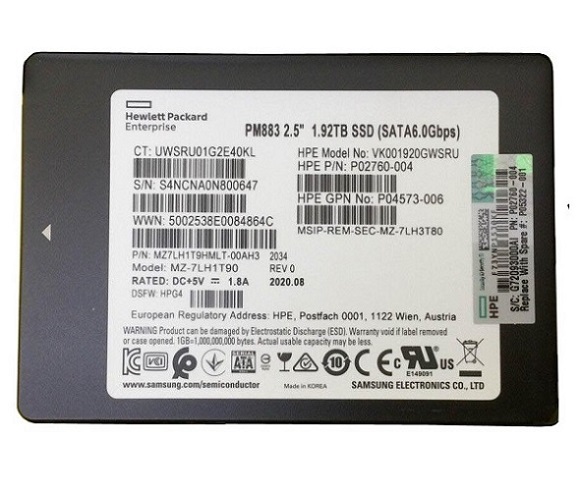 Samsung MZ7LH1T9HMLT-00AH3 1.92 TB PM883 SATA 6Gb/s 2.5 inch Read Intensive Solid State Drive