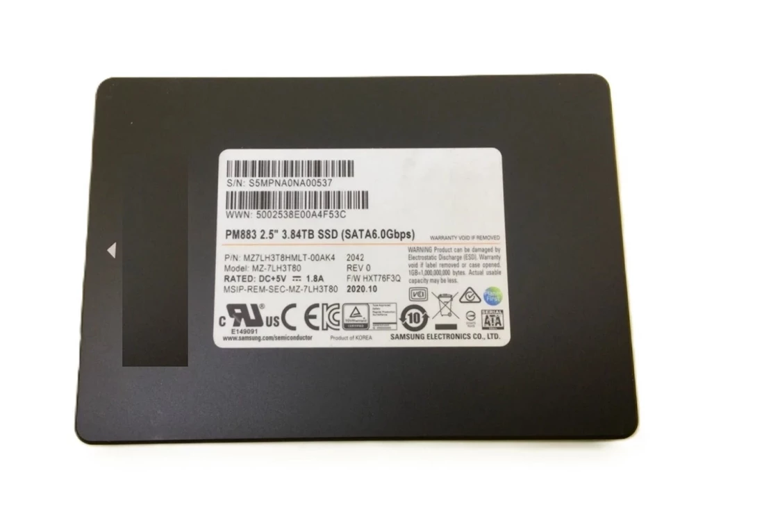 Samsung MZ7LH3T8HMLT-00AK4 3.84TB PM883 SATA 6Gb/s 2.5 inch Enterprise Solid State Drive