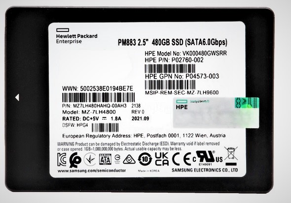 Samsung MZ7LH480HAHQ-00AH3 480 GB PM883 SATA 6Gb/s 2.5 inch Read Intensive Solid State Drive