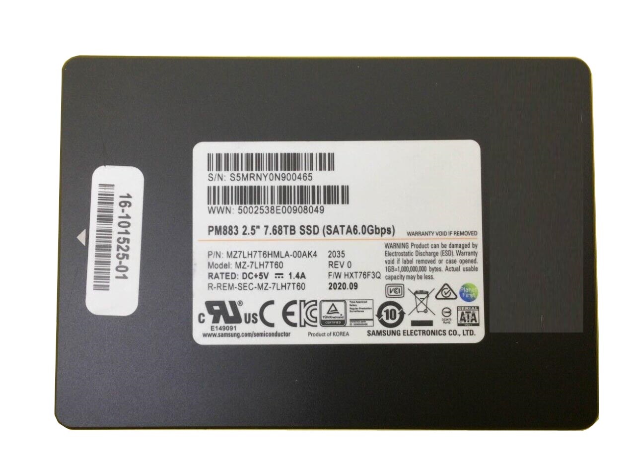 Samsung MZ7LH7T6HMLA-00AK4 7.68 TB PM883 SATA 6.0 Gbps 2.5" Read Intensive Solid State Drive