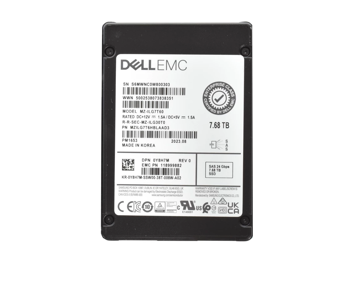 Samsung MZILG7T6HBLAAD3 7.68 TB PM1653 SAS 24Gb/s 2.5" Read Intensive Solid State Drive