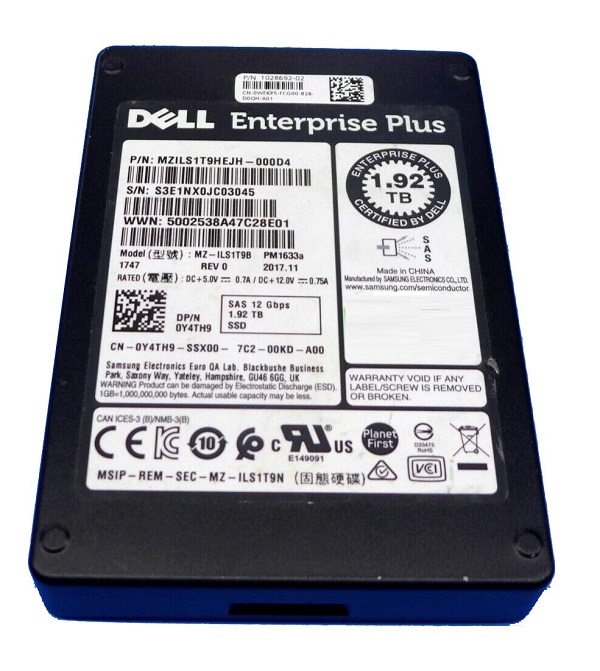 Samsung MZILS1T9HEJH-000D4 1.92TB PM1633a Series SAS 12Gb/s 2.5 15mm Enterprise Data Center / Read Intensive Solid State Drive