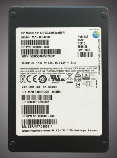 Samsung MZILS400HCGR-000H4 3.84TB PM1643 SAS 12Gb/s 2.5 inch Enterprise Solid State Drive