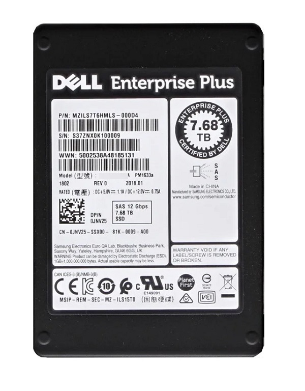 Samsung MZILS7T6HMLS-000D4 7.68 TB PM1633a SAS 12Gb/s 2.5 inch Read Intensive Solid State Drive