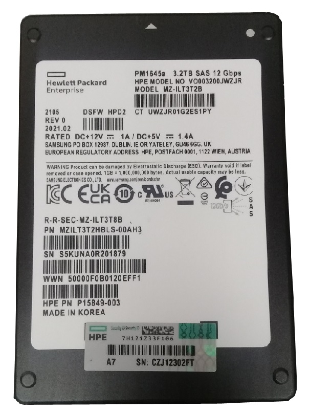 Samsung MZILT3T2HBLS-00AH3 3.2 TB PM1645a SAS 12Gb/s 2.5 inch Mixed Use Solid State Drive