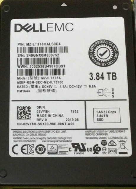 Samsung MZILT3T8HALS0D4 3.84 TB PM1643 SAS 12Gb/s 2.5 inch Read Intensive Solid State Drive