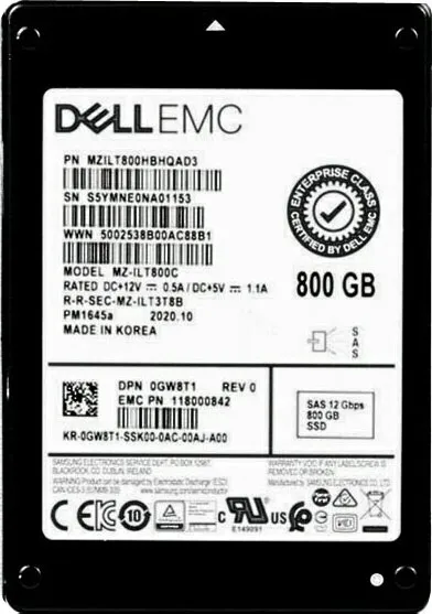 Samsung MZILT800HBHQAD3 800 GB PM1645A SAS 12Gb/s 2.5 inch Mixed Use Solid State Drive