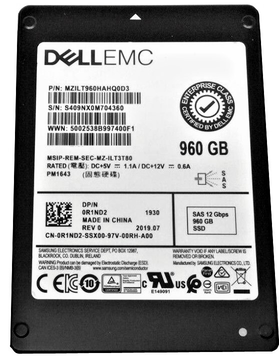 Samsung MZILT960HAHQ0D3 960 GB PM1643 SAS 12.0 Gbps 2.5 inch Enterprise / Data Center Read Intensive Solid State Drive