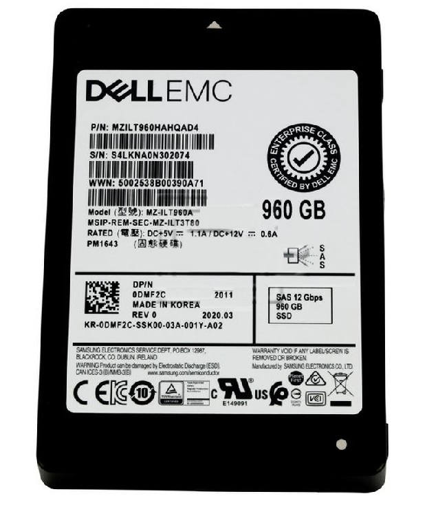 Samsung MZILT960HAHQAD4 960 GB PM1643 SAS 12Gb/s 2.5 inch Read Intensive Solid State Drive